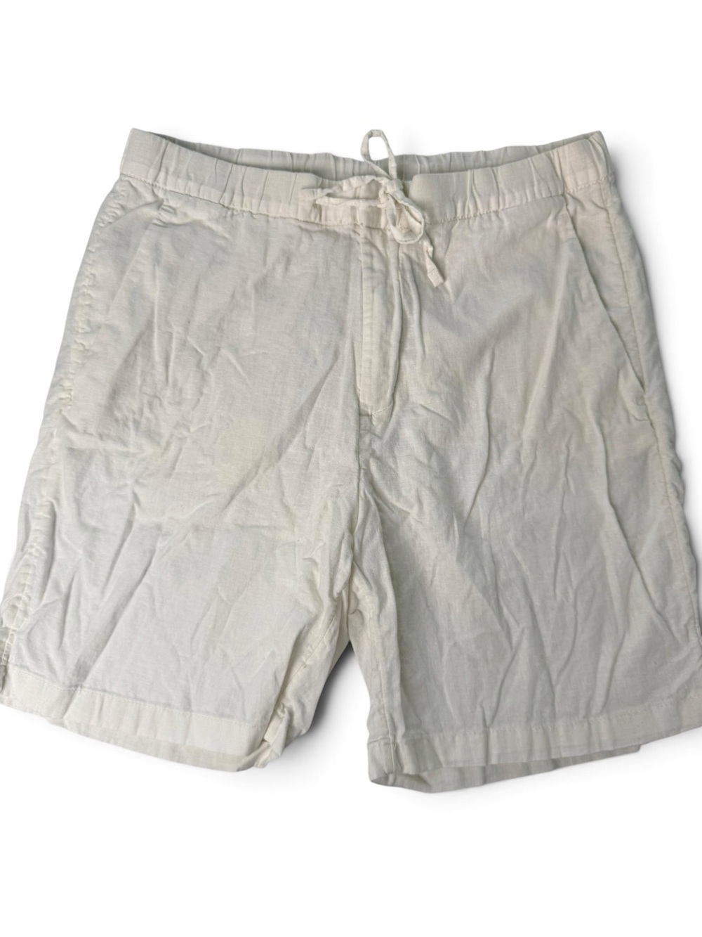 H&M Men’s White Linen Blend Drawstring Shorts Size S